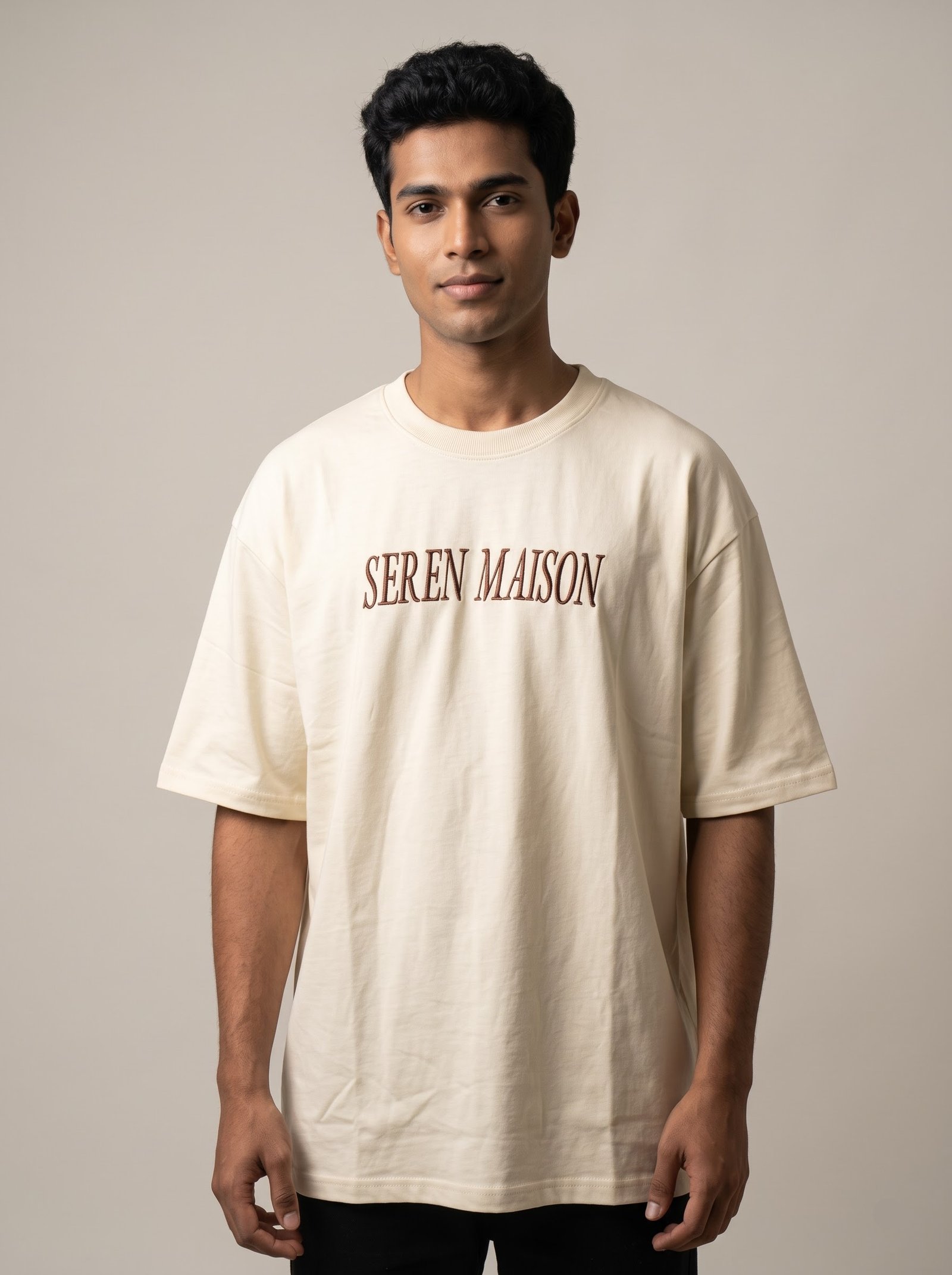Equestrian Back-Embroidery Tee (Off-White) - Image 3