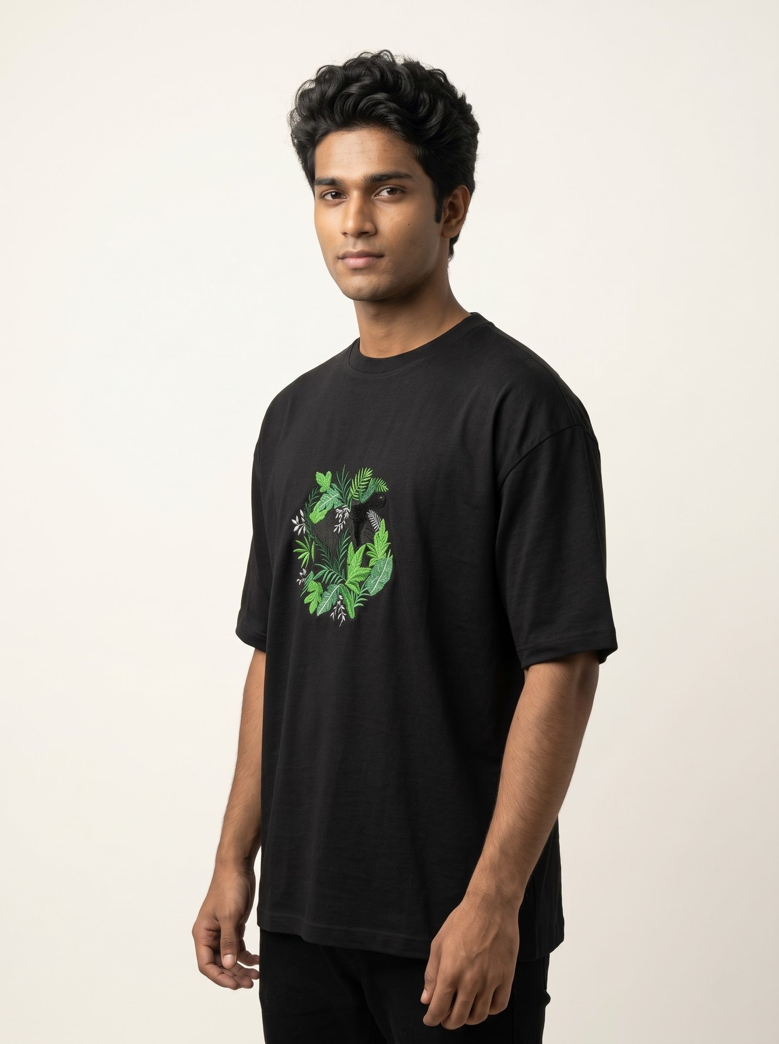 Wild Panther Embroidered Oversized T-Shirt