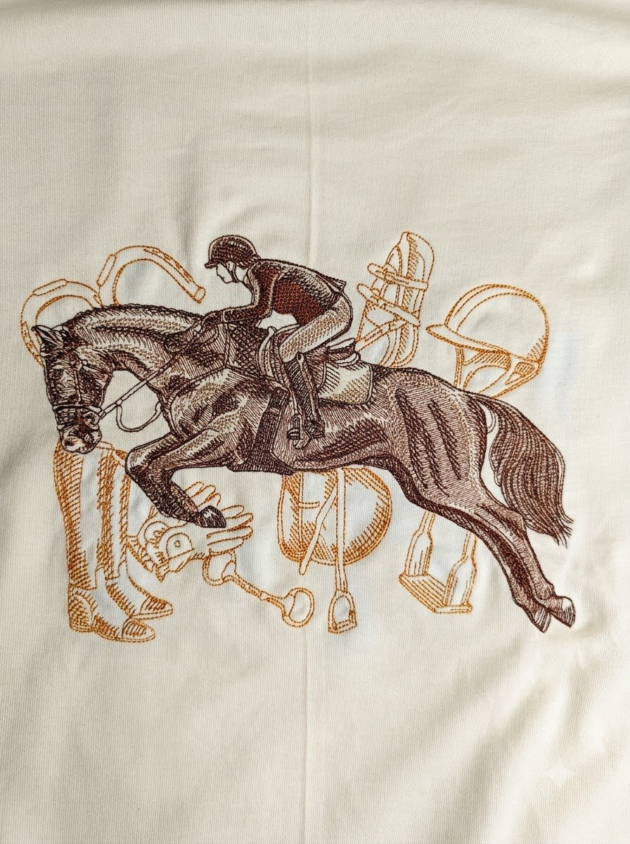 Equestrian Back-Embroidery Tee (Off-White)